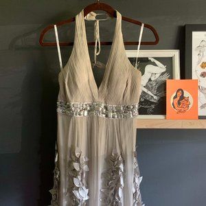 Silver Silk Sue Wong Halter Dress // 8